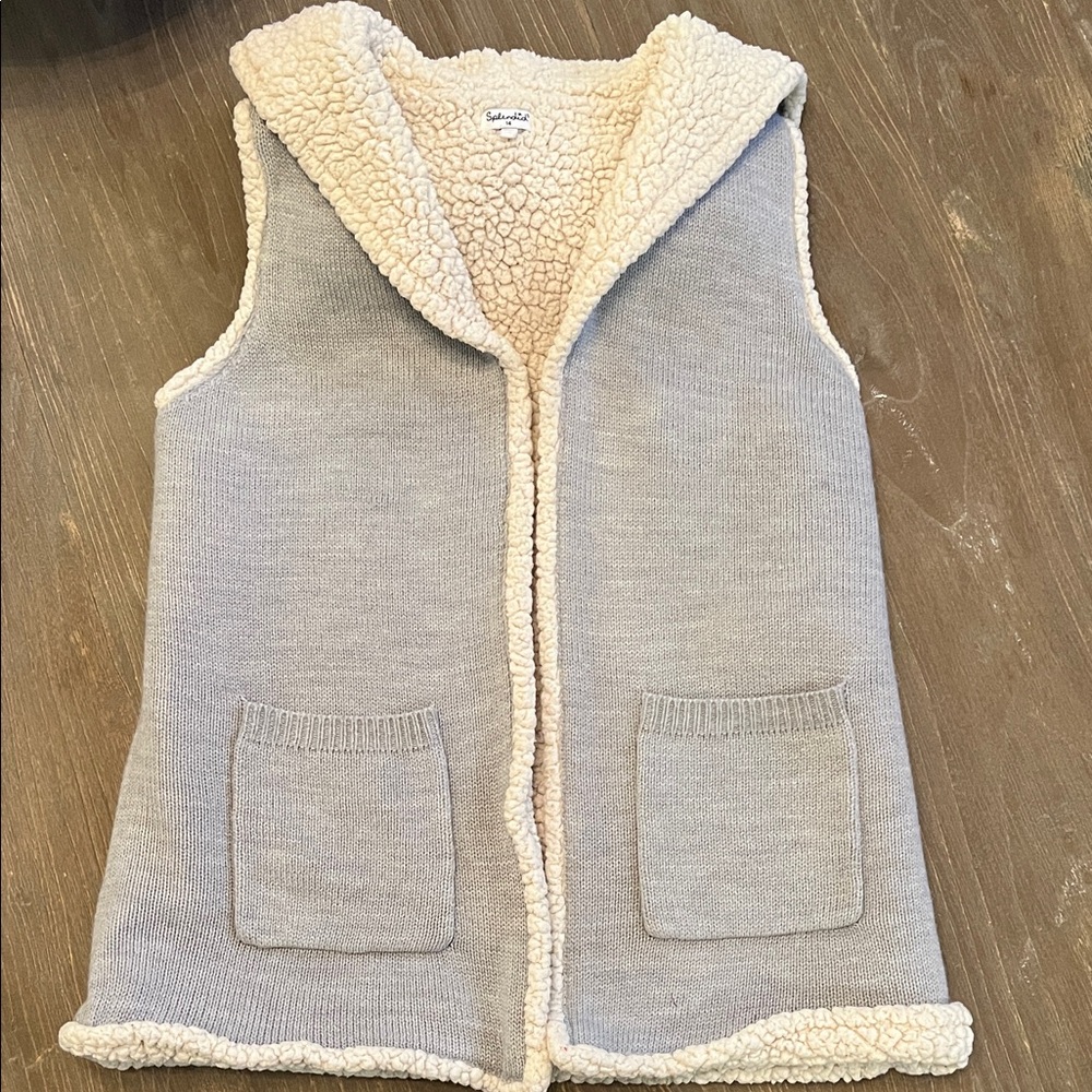 Splendid Knit Sherpa Lined Hooded Vest